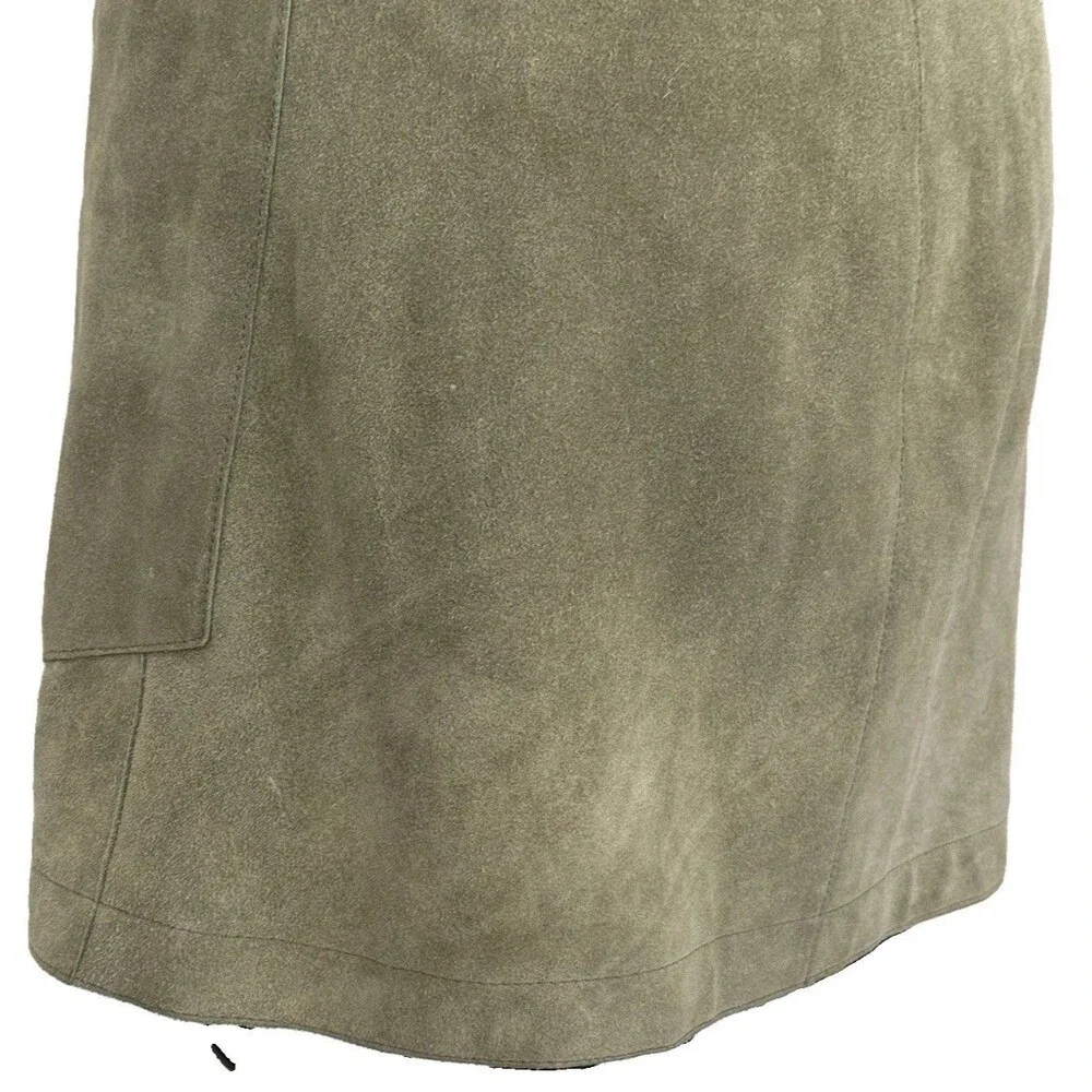 Free People Suede Mini Dress Women Sz 4 Green Genuine Suede Boho Festival GUC - Picture 10 of 14